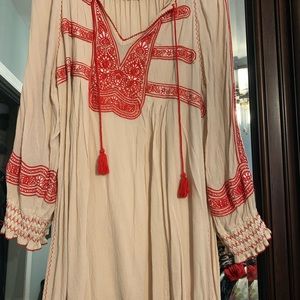 Free People Cream and Red Dress